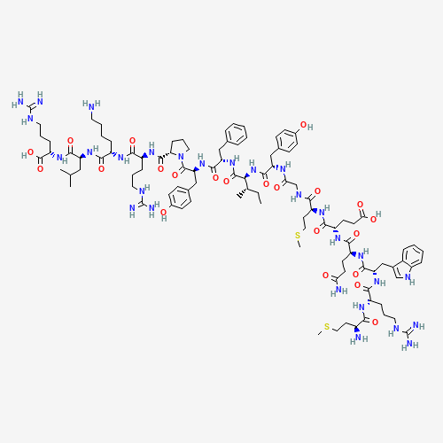 2D formula of Thymosin alpha-1 showing peptide backbone, N- to C-terminus orientation, and residue side chains