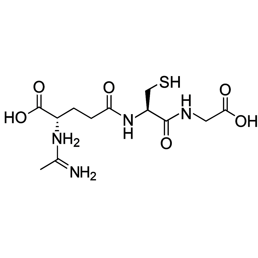 Chemical structure of a tripeptide Lglutathione  or protein fragment on a white background