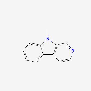 Chemical structure of a benzimidazole molecule on a white background