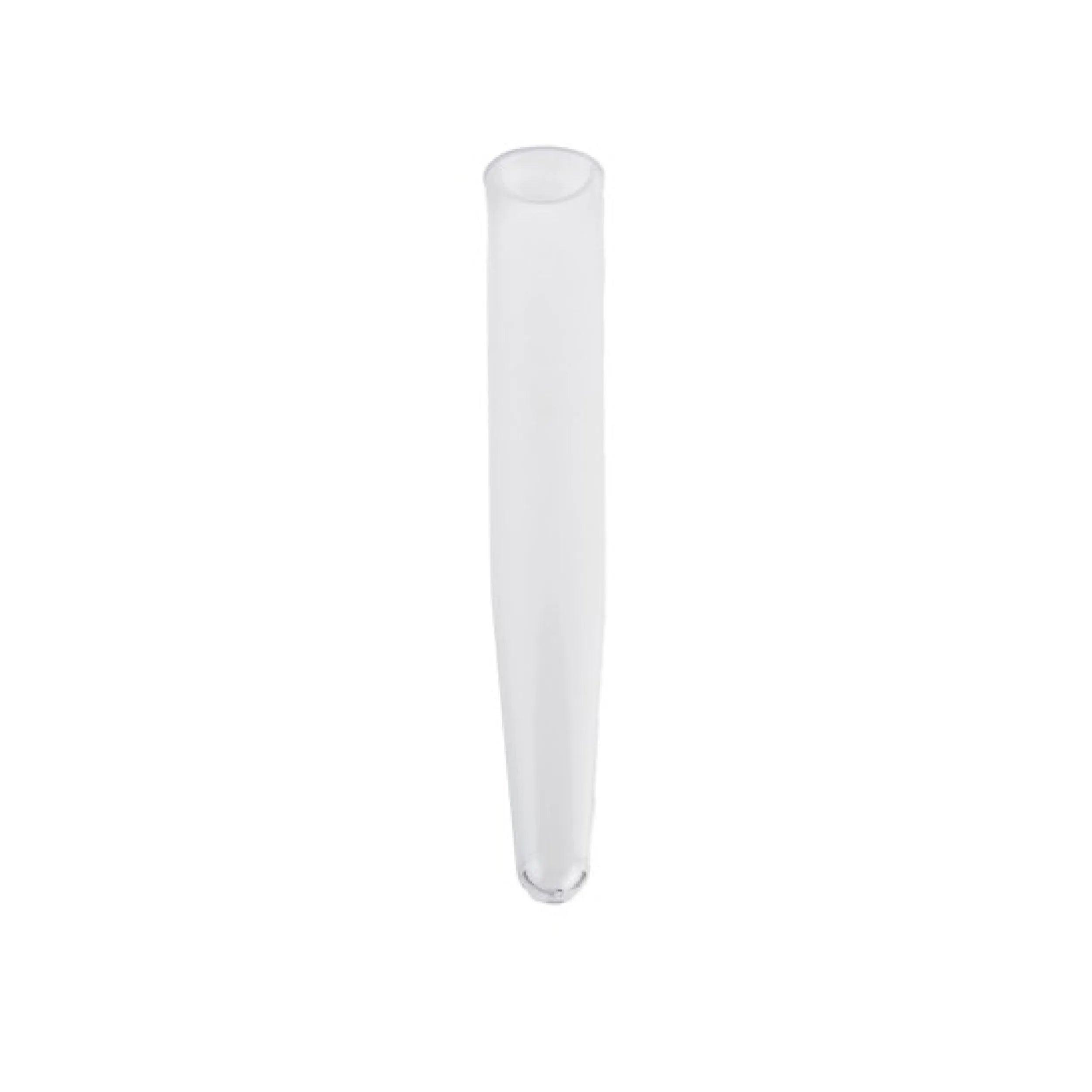 Clear glass test tube on a white background