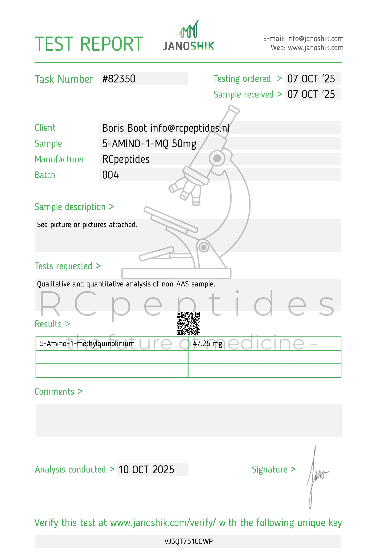 5-Amino-1-MQ 100x50mg - Description | RCpeptides