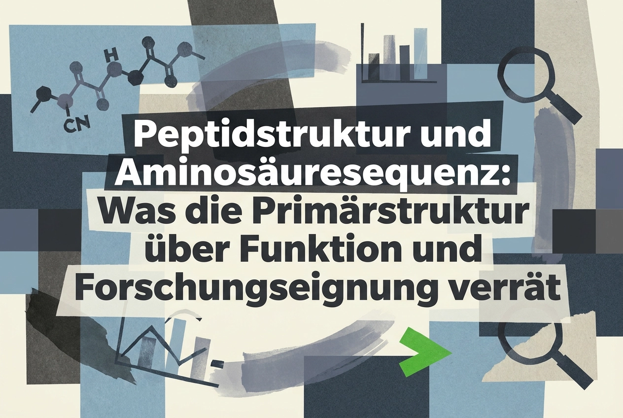 Professional header image for educational tutorial: Peptidstruktur und Aminosäuresequenz: Was die Primärstruk...