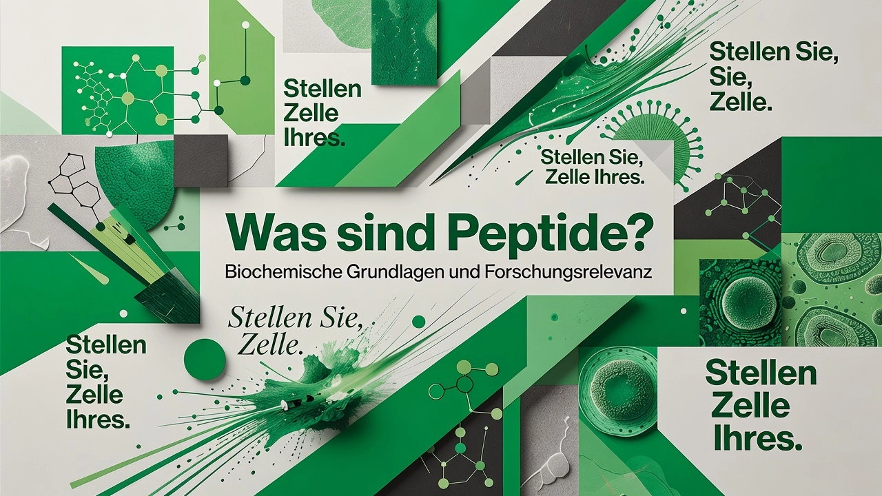Professional header image for educational tutorial: Was sind Peptide? Biochemische Grundlagen und Forschungsr...